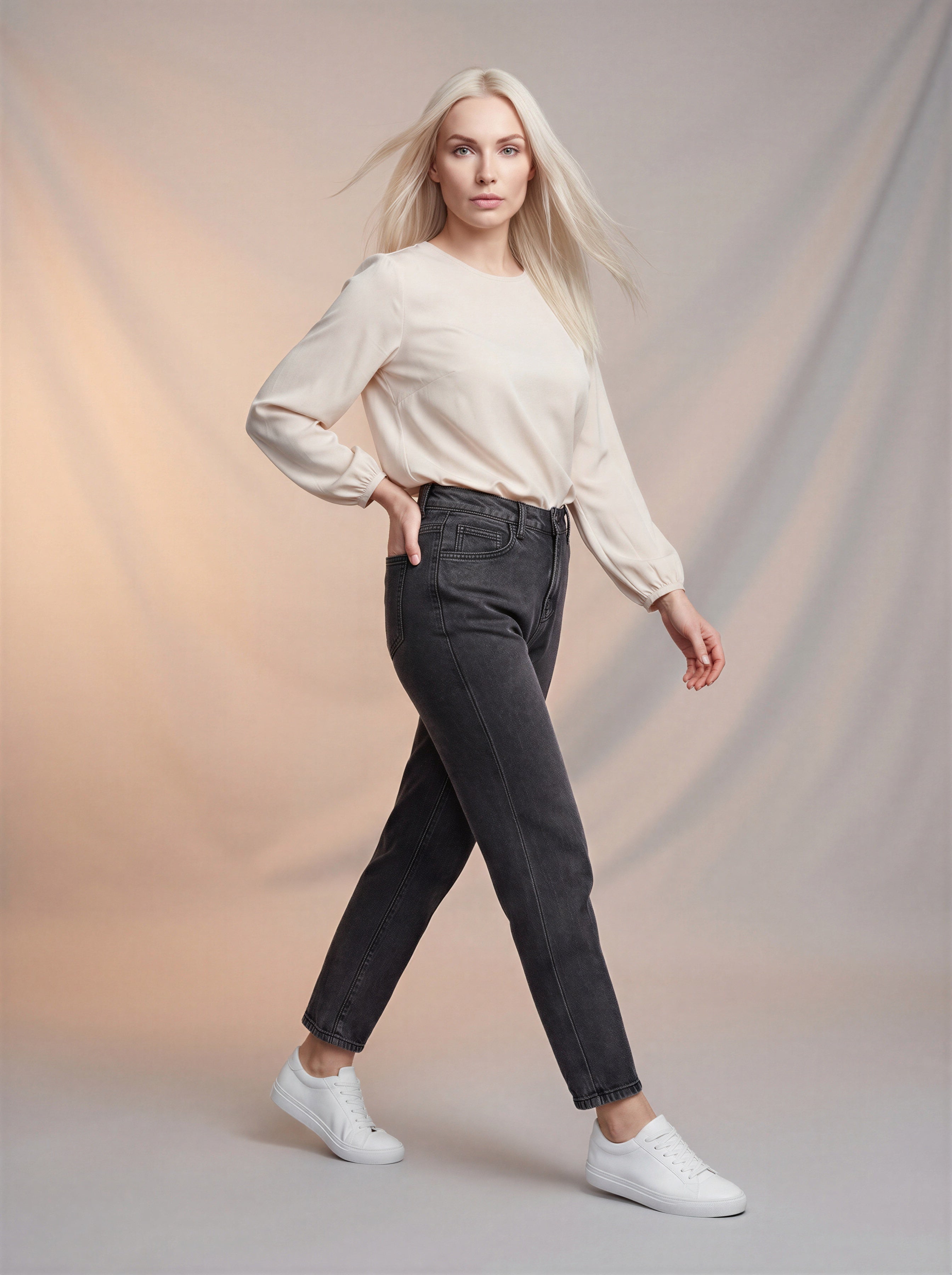 Jean Mom Fit – Gris