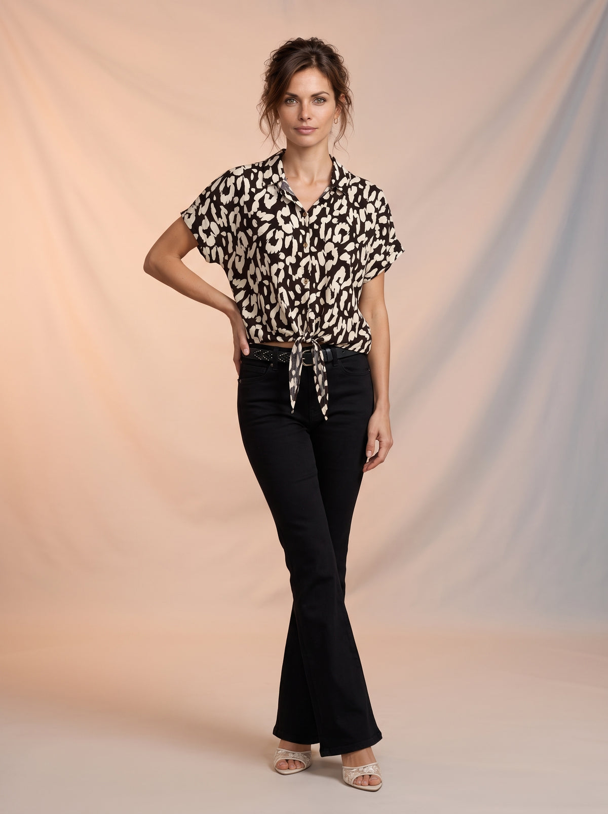 Jean Media Campana Negro con Cinturon Premium AG-1728