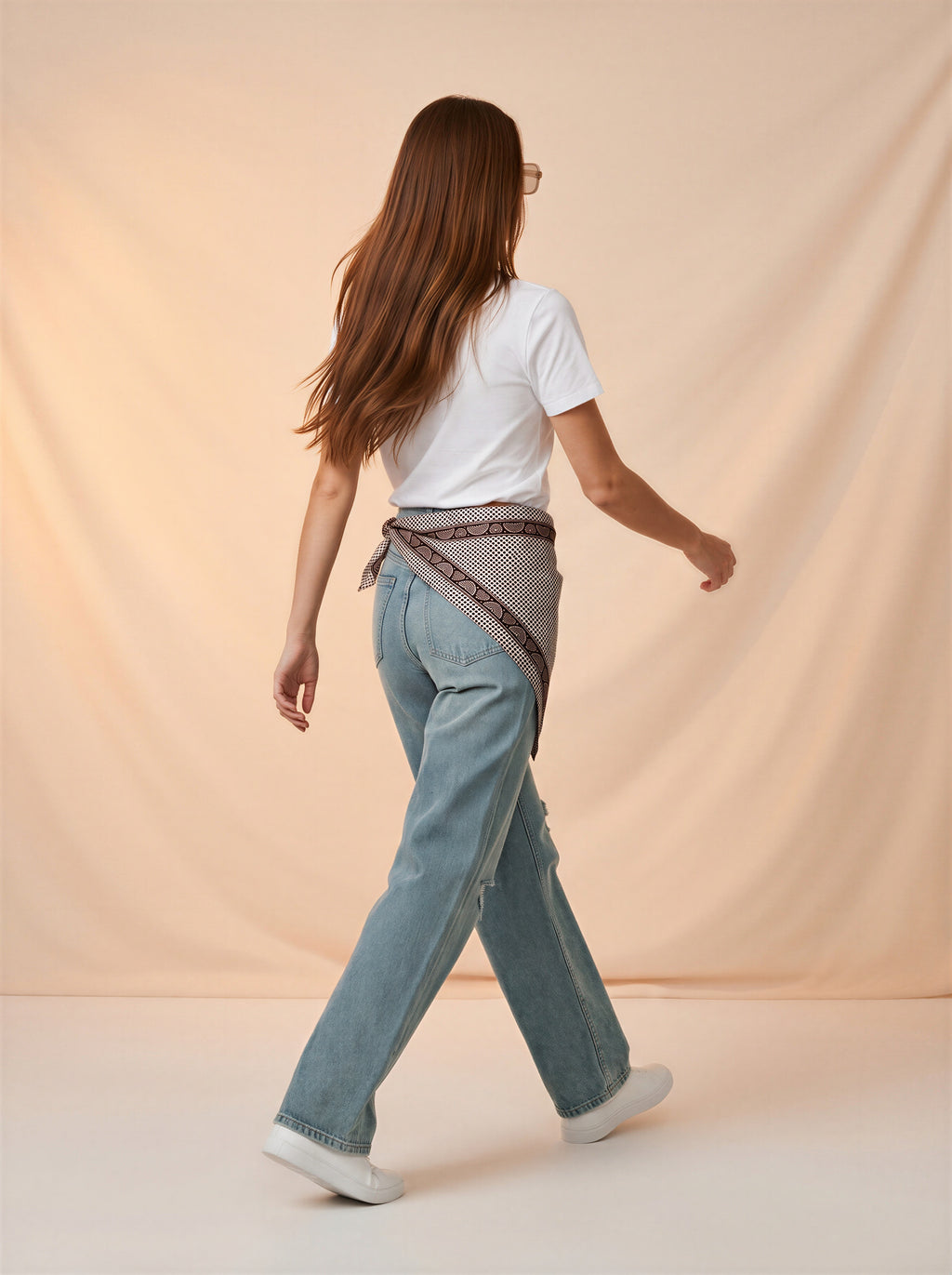 Jean Baggy con Mascada – Azul Claro