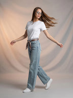 Jean Baggy con Mascada – Azul Claro