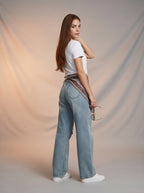 Jean Baggy con Mascada – Azul Claro