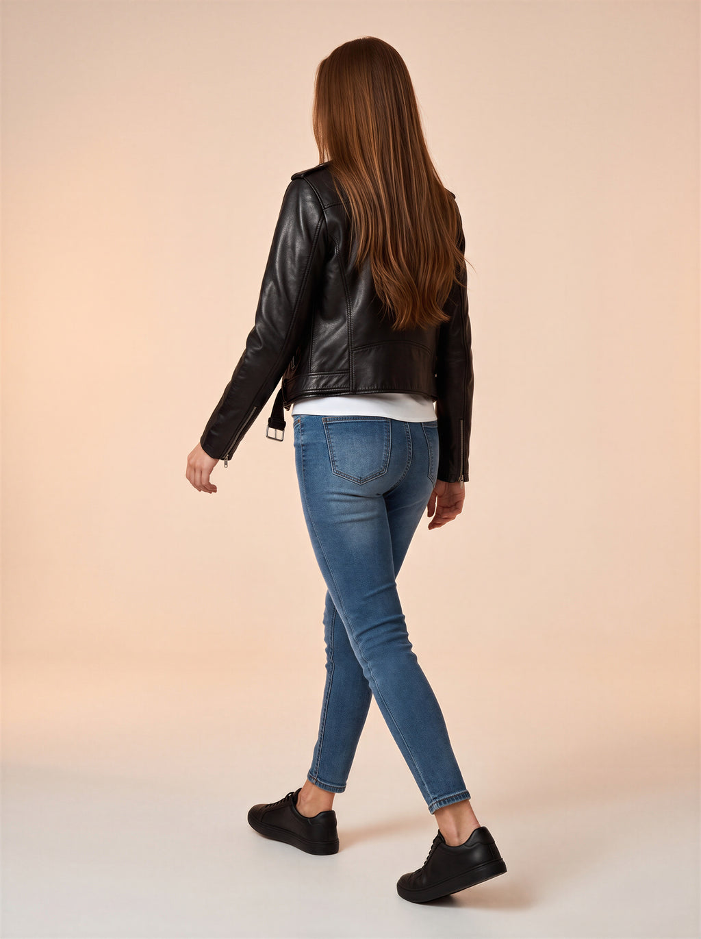 Jean Skinny Ajustado Azul Medio Con Cinto Café AG-1926