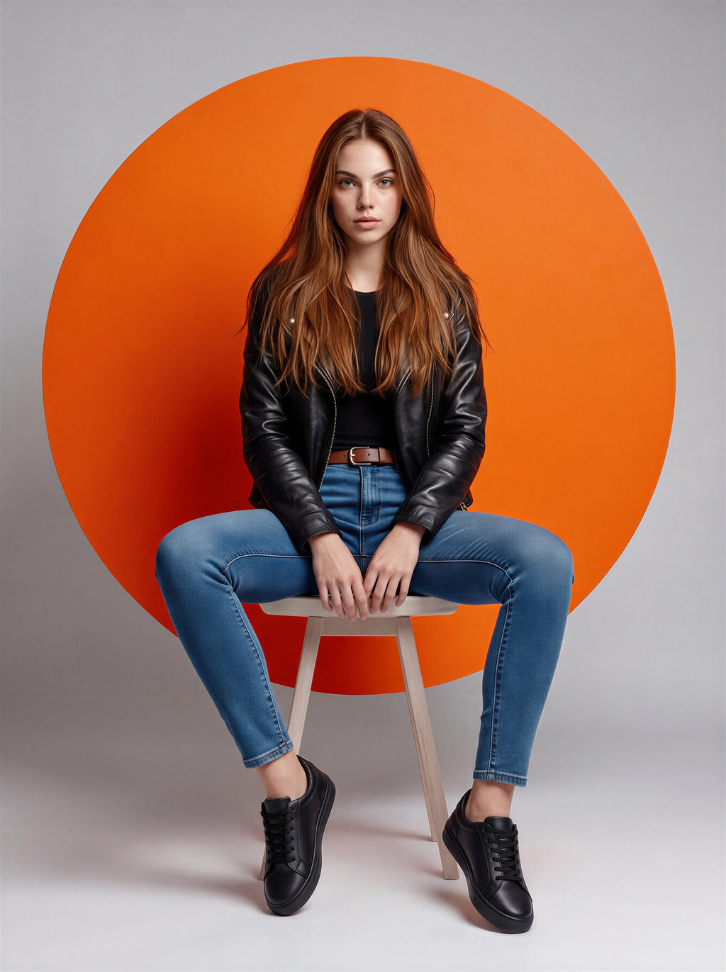 Jean Skinny Ajustado Azul Medio Con Cinto Café AG-1926