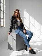 Jean Skinny Ajustado Azul Medio Con Cinto Café AG-1926