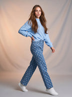 Jean Regular Fit Azul Con Lunares Blancos AG-1907