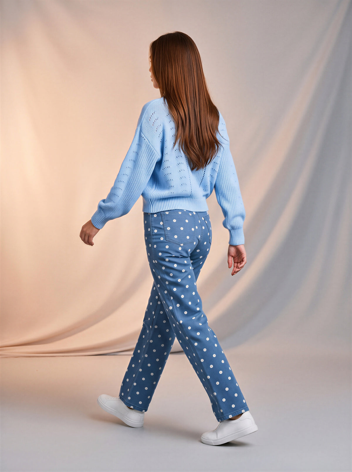 Jean Regular Fit Azul Con Lunares Blancos AG-1907