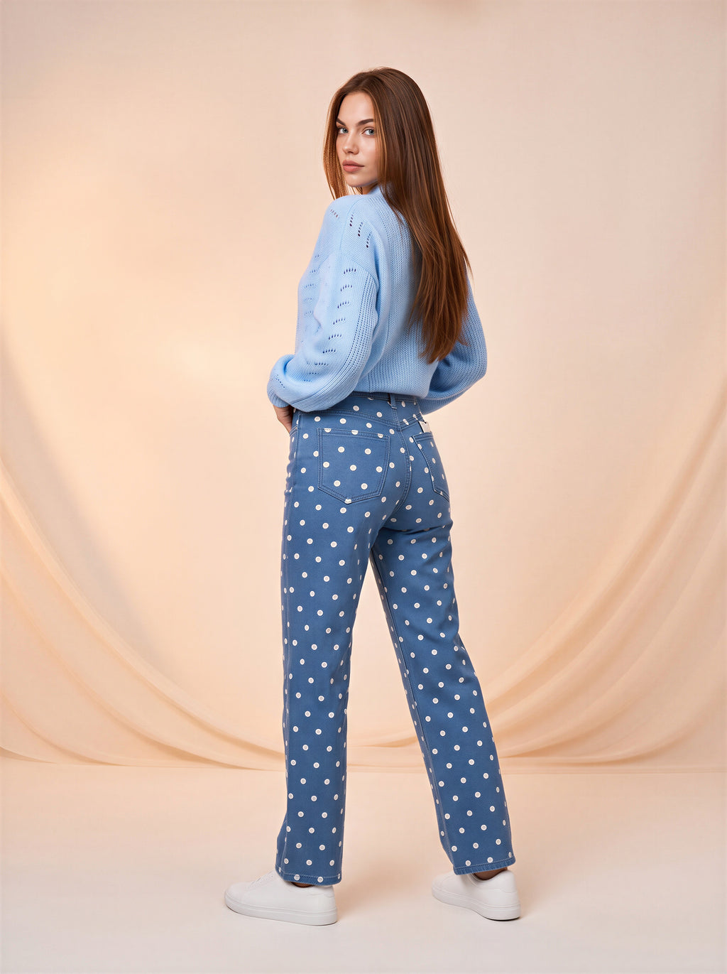 Jean Regular Fit Azul Con Lunares Blancos AG-1907