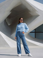 Jean Regular Fit Azul Con Lunares Blancos AG-1907