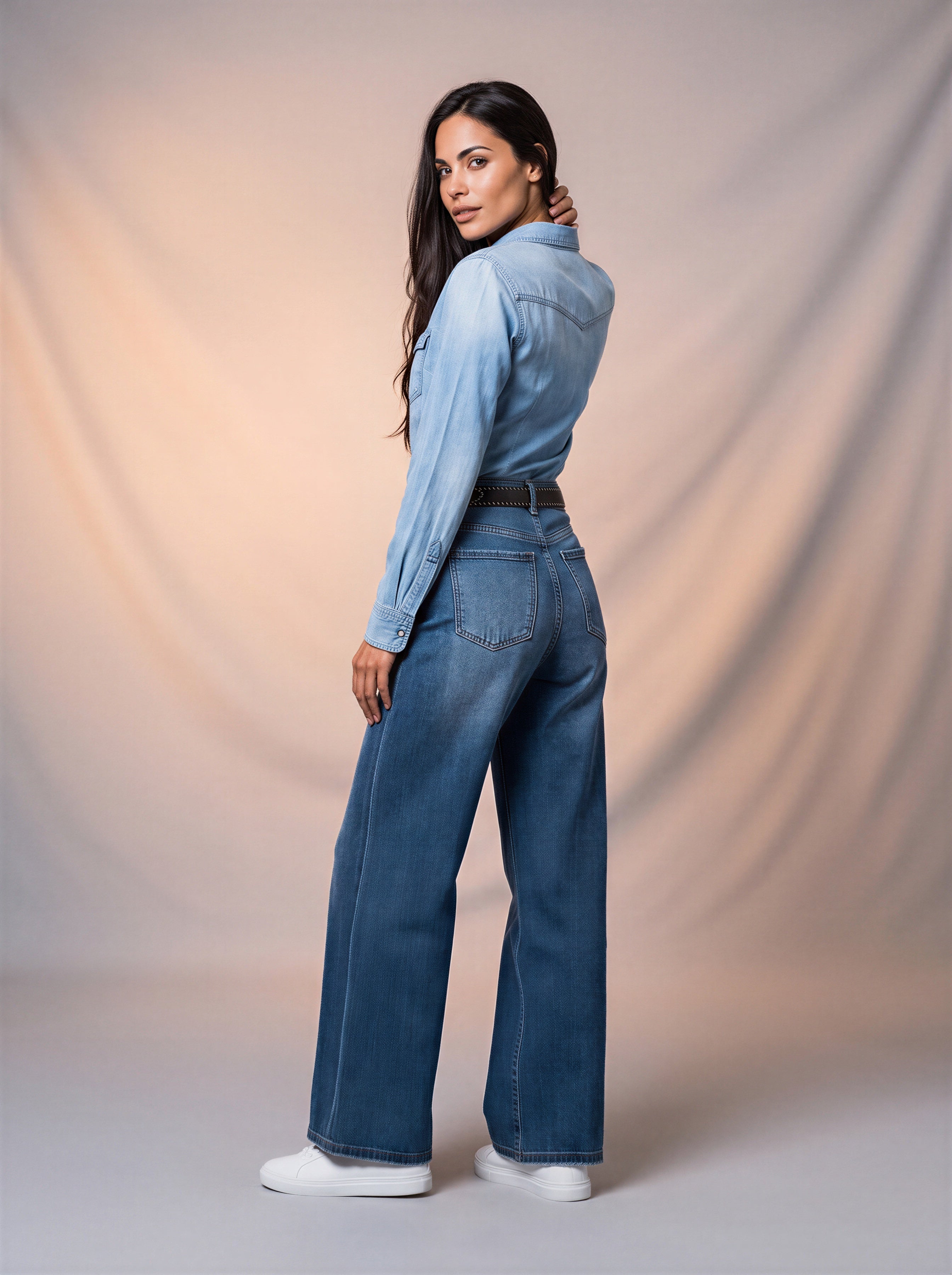 Wide Leg Azul Claro con Cinturón Premium