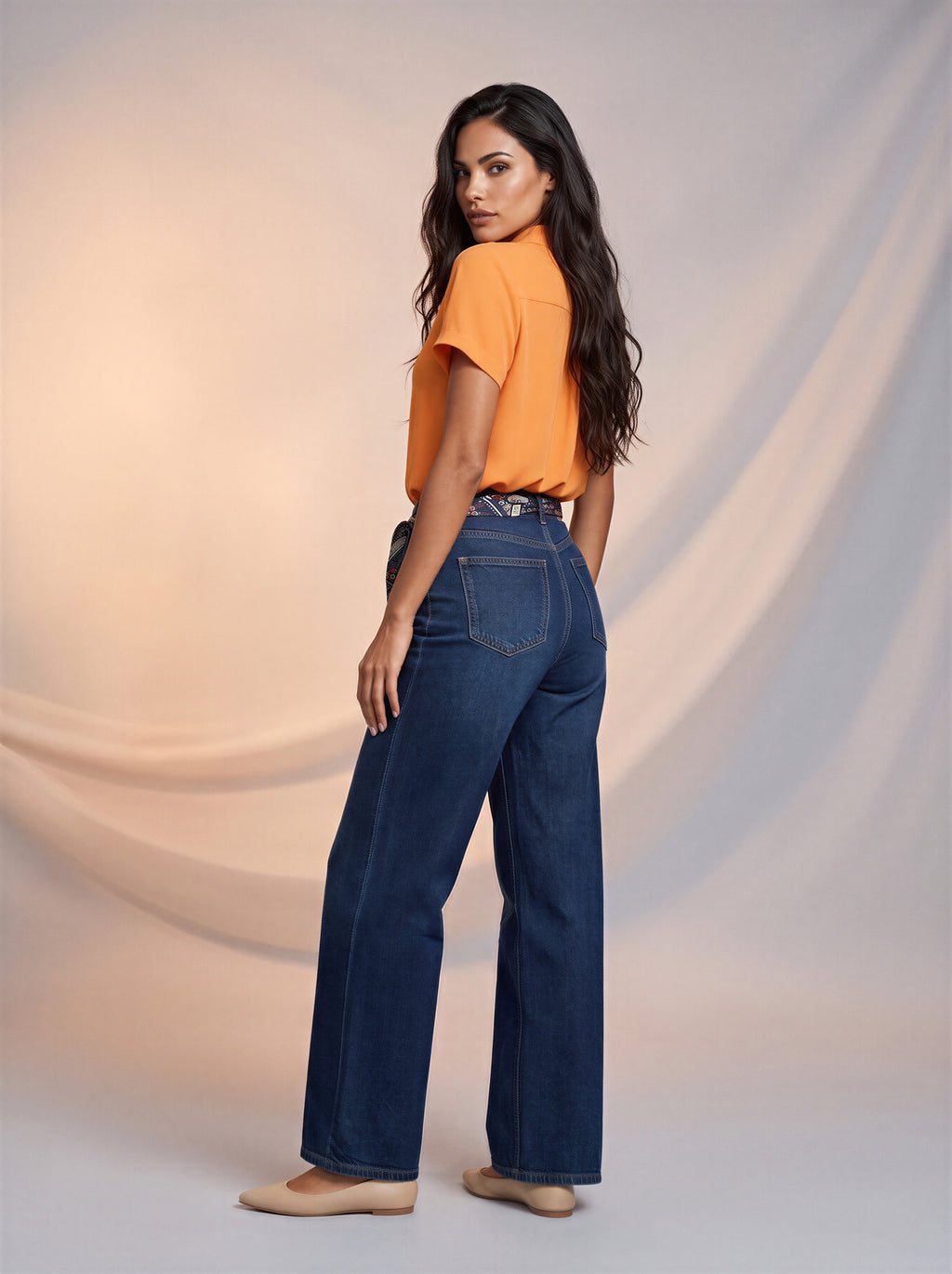 Wide Leg Azul Marino con Cinto de Cuerda