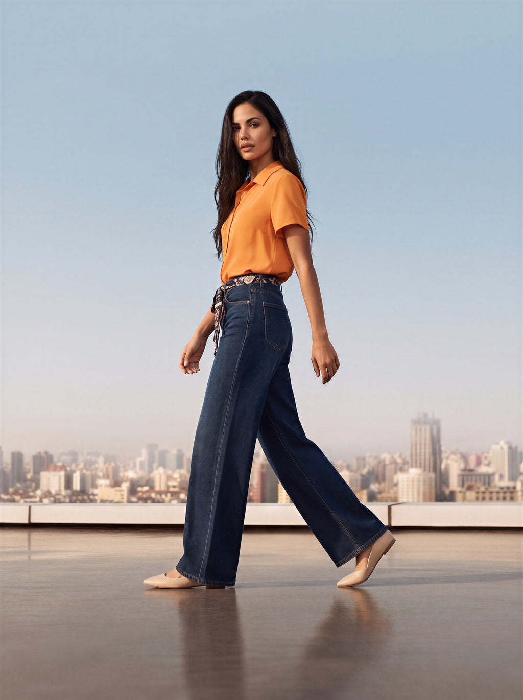 Wide Leg Azul Marino con Cinto de Cuerda