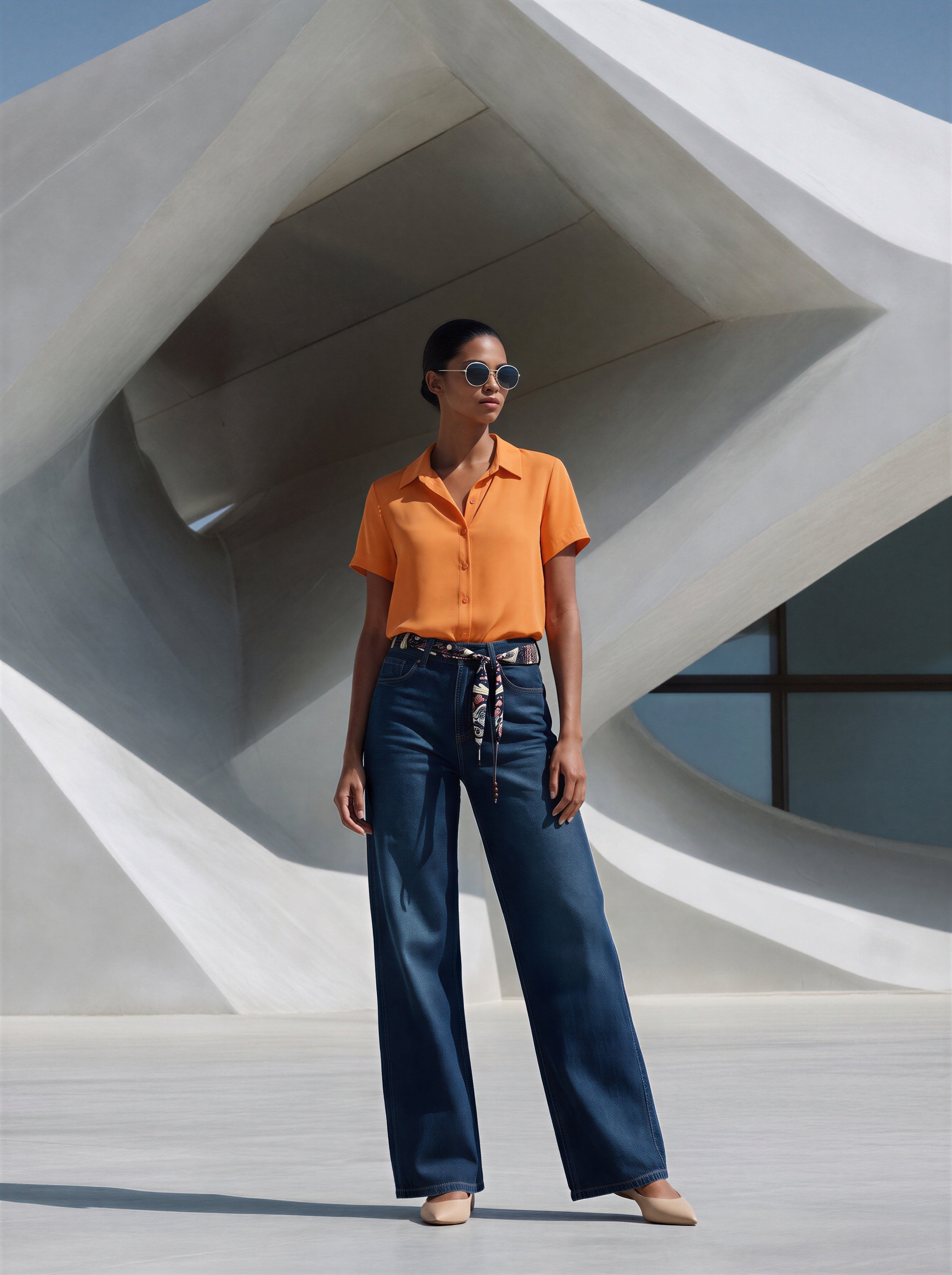 Wide Leg Azul Marino con Cinto de Cuerda