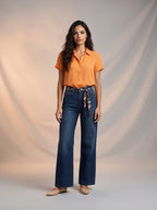 Wide Leg Azul Marino con Cinto de Cuerda