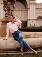 Jean Regular Fit Azul Marino con Encaje Negro DE-273