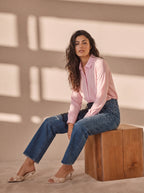 Jean Regular Fit Azul Marino con Encaje Negro DE-273