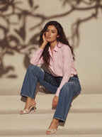 Jean Regular Fit Azul Marino con Encaje Negro DE-273