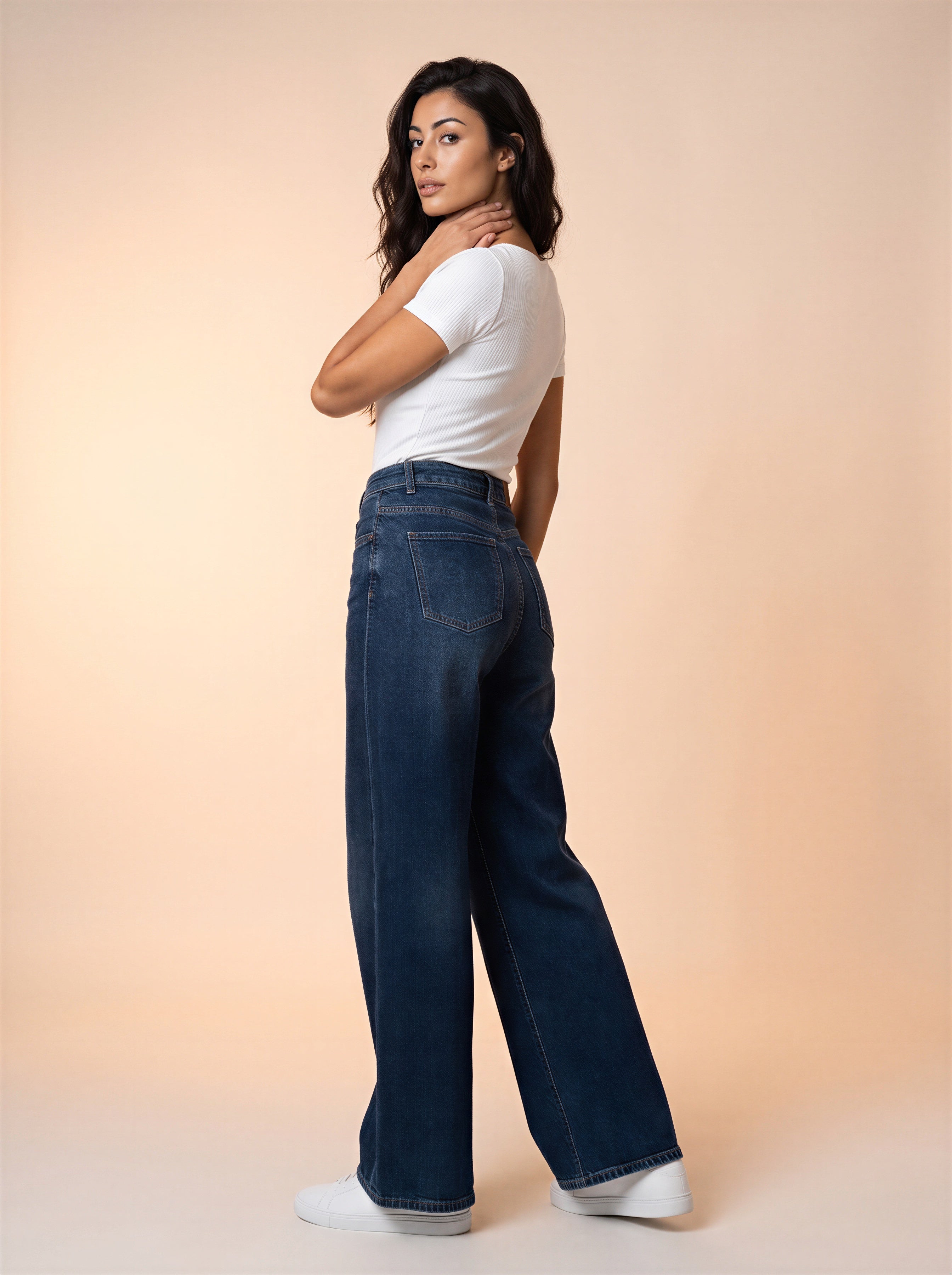 Wide Leg Azul Oscuro con Cinturón Premium