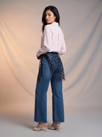 Jean Regular Fit Azul Marino con Encaje Negro DE-273