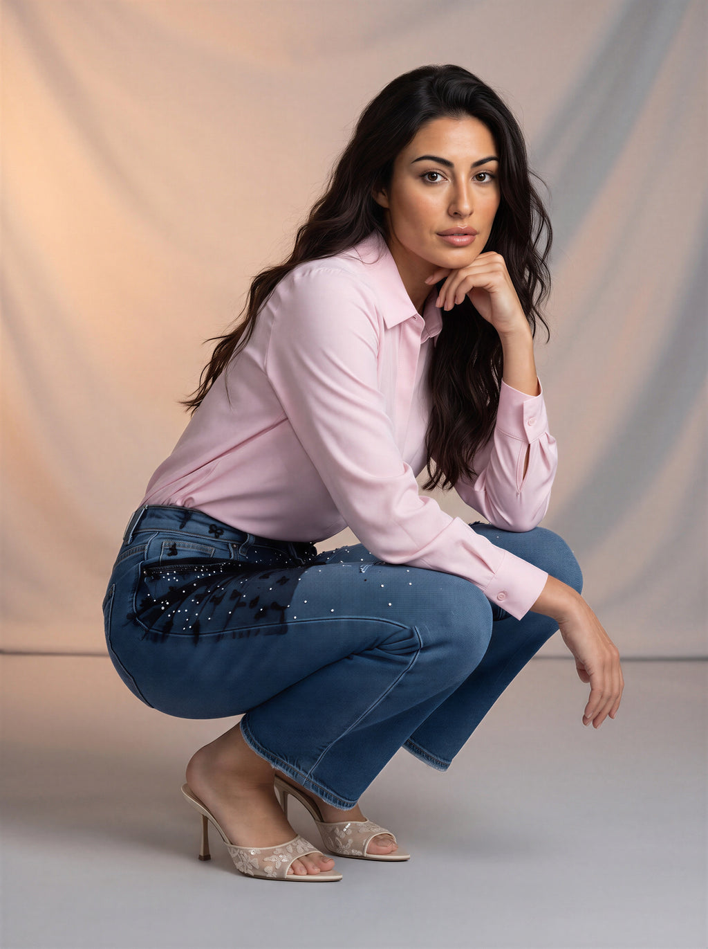 Jean Regular Fit Azul Marino con Encaje Negro DE-273