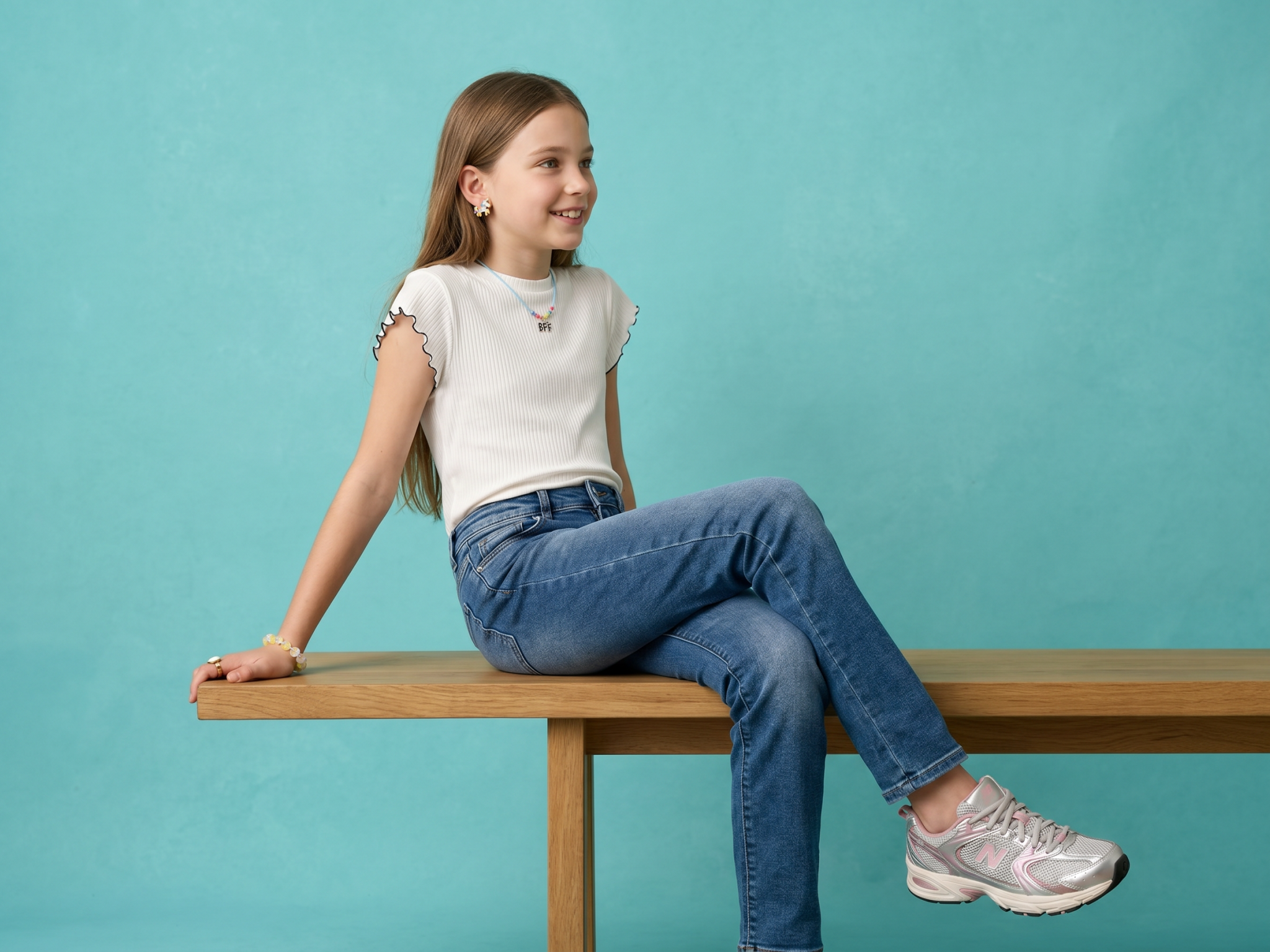 Jeans Wide leg Azul Medio Niña