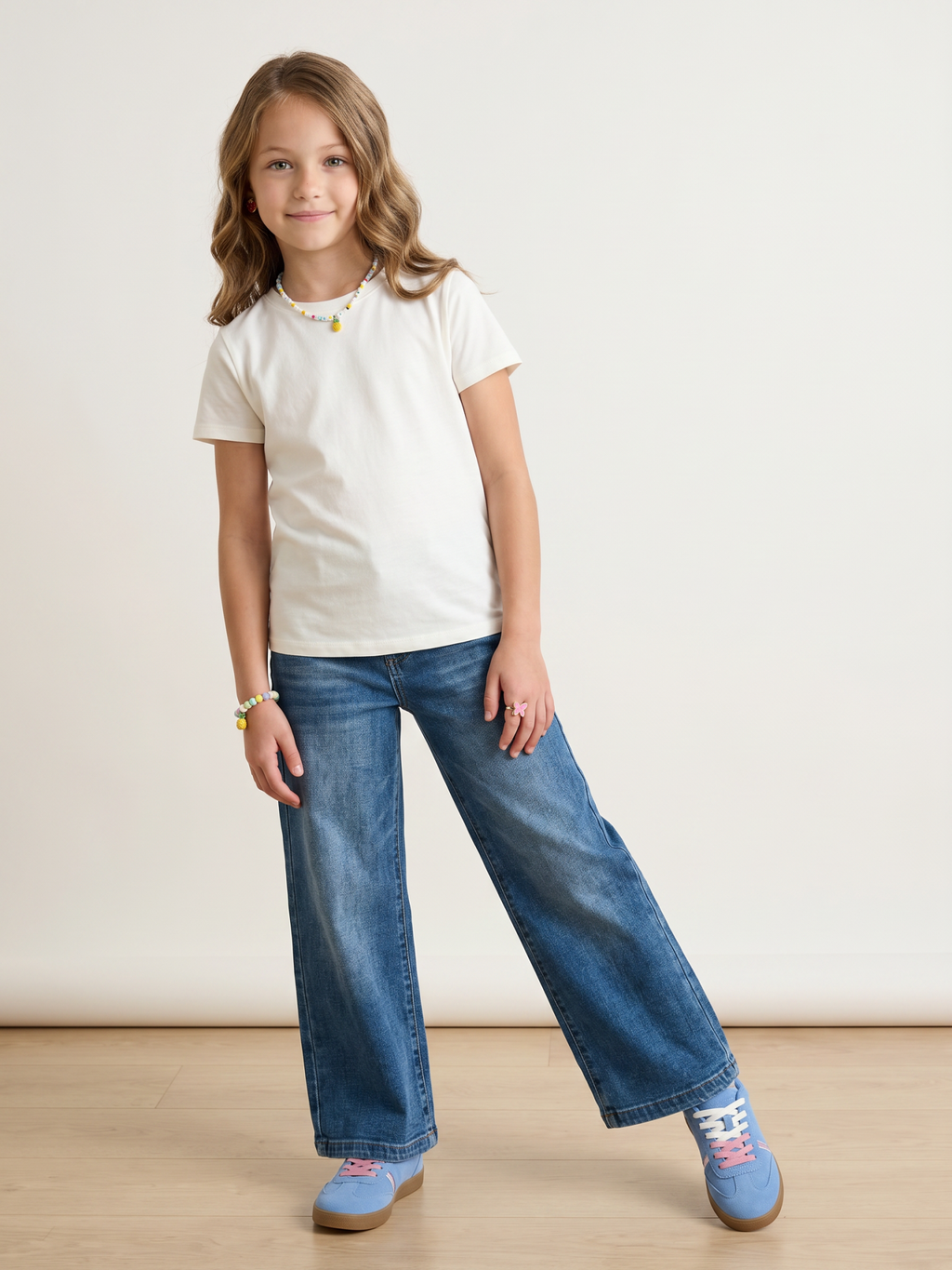 Jeans Wide leg Azul Medio Niña