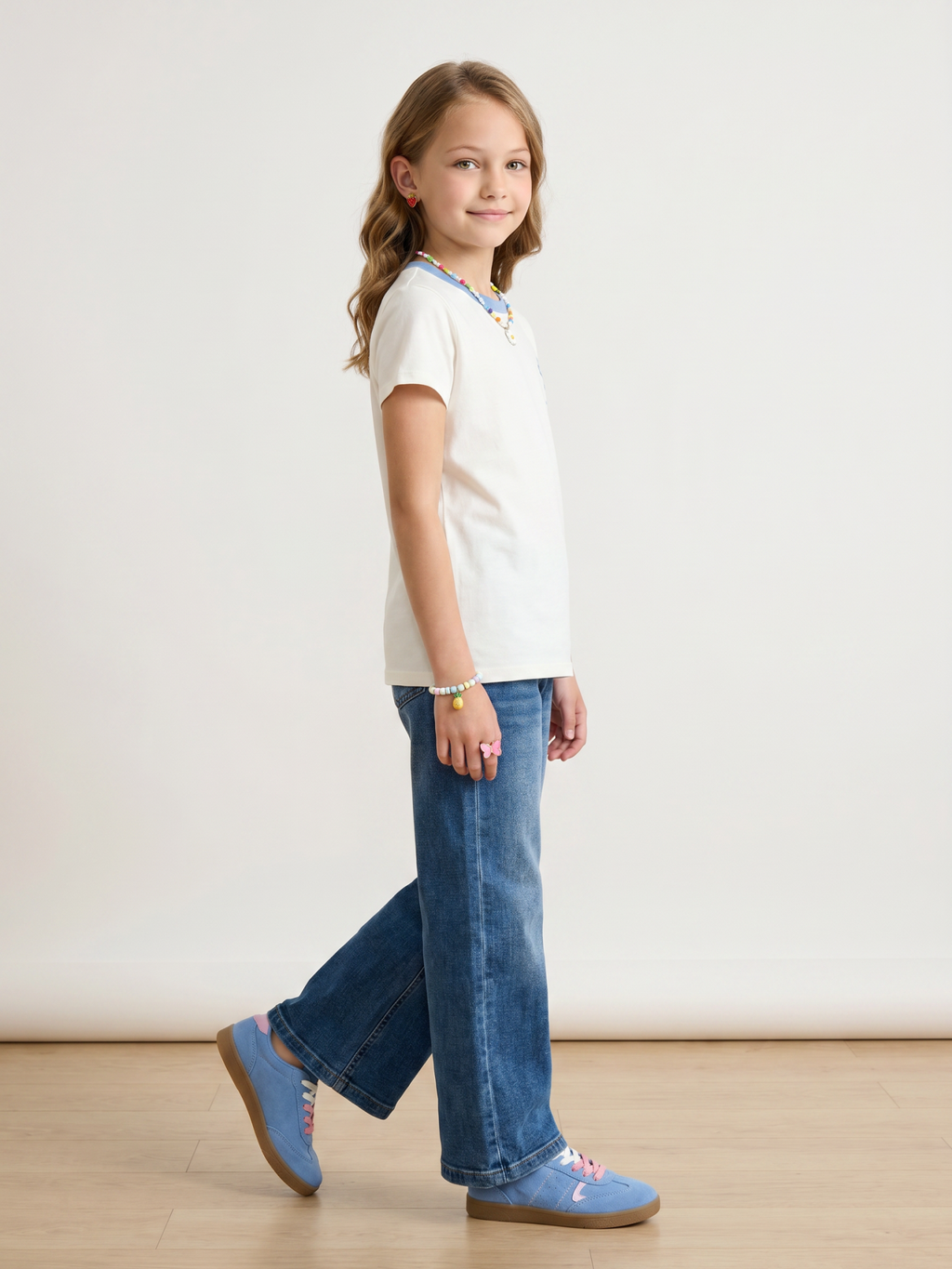 Jeans Wide leg Azul Medio Niña